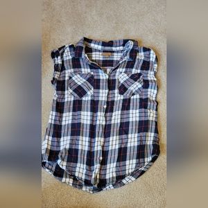 Womens medium Jachs Girlfriend short sleeve button down blue white red plaid